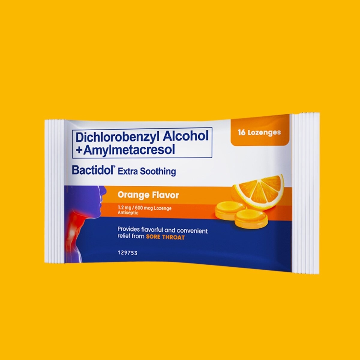 Bactidol Extra Soothing Orange Lozenge 16pcs for On-The-Go, Sore Throat, Itchy Throat