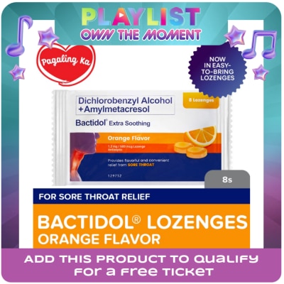 BACTIDOL - Bactidol Extra Soothing Orange Lozenge 8pcs for On-The-Go, Sore Throat, Itchy Throat