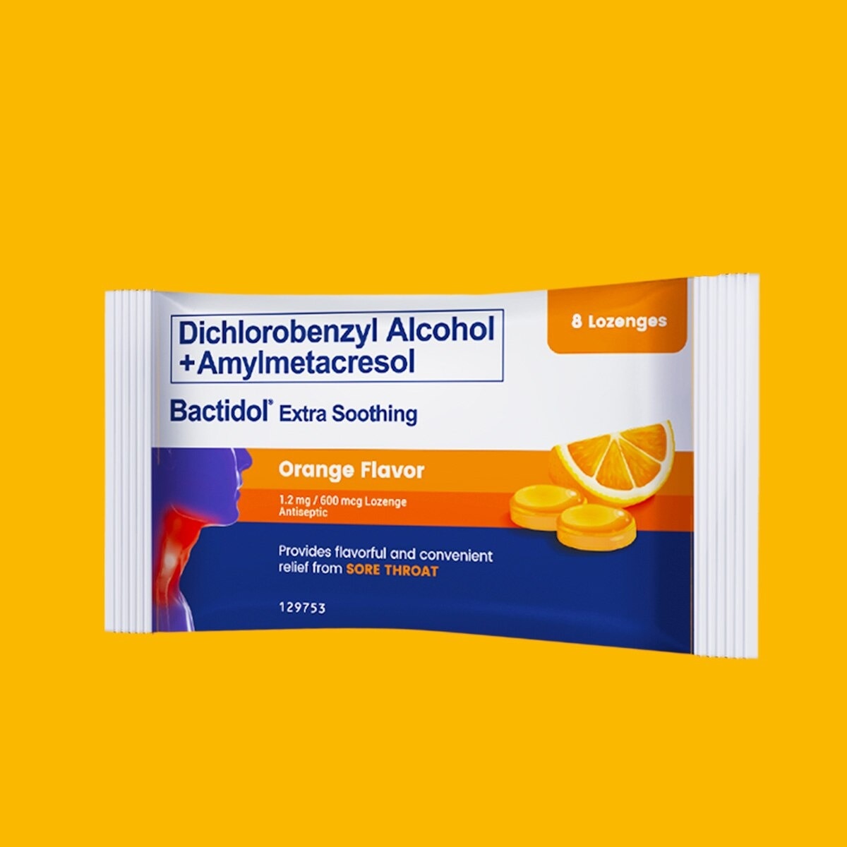 Bactidol Extra Soothing Orange Lozenge 8pcs for On-The-Go, Sore Throat, Itchy Throat