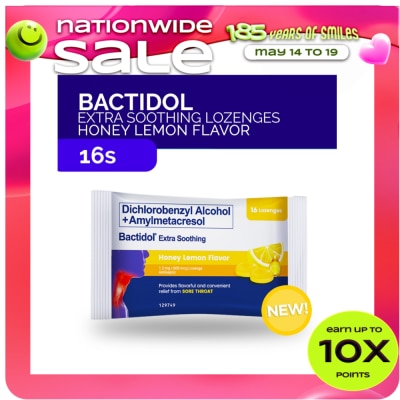 BACTIDOL - Bactidol Extra Soothing Honey Lemon Lozenge 16pcs for On-The-Go, Sore Throat, Itchy Throat