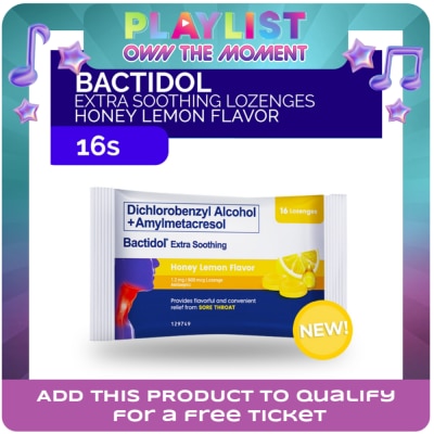 BACTIDOL - Bactidol Extra Soothing Honey Lemon Lozenge 16pcs for On-The-Go, Sore Throat, Itchy Throat