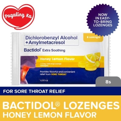 BACTIDOL Bactidol Extra Soothing Honey Lemon Lozenge 8pcs for On-The-Go, Sore Throat, Itchy Throat