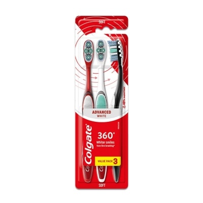 COLGATE Colgate 360 Advanced White Toothbrush 3Pk (Soft)