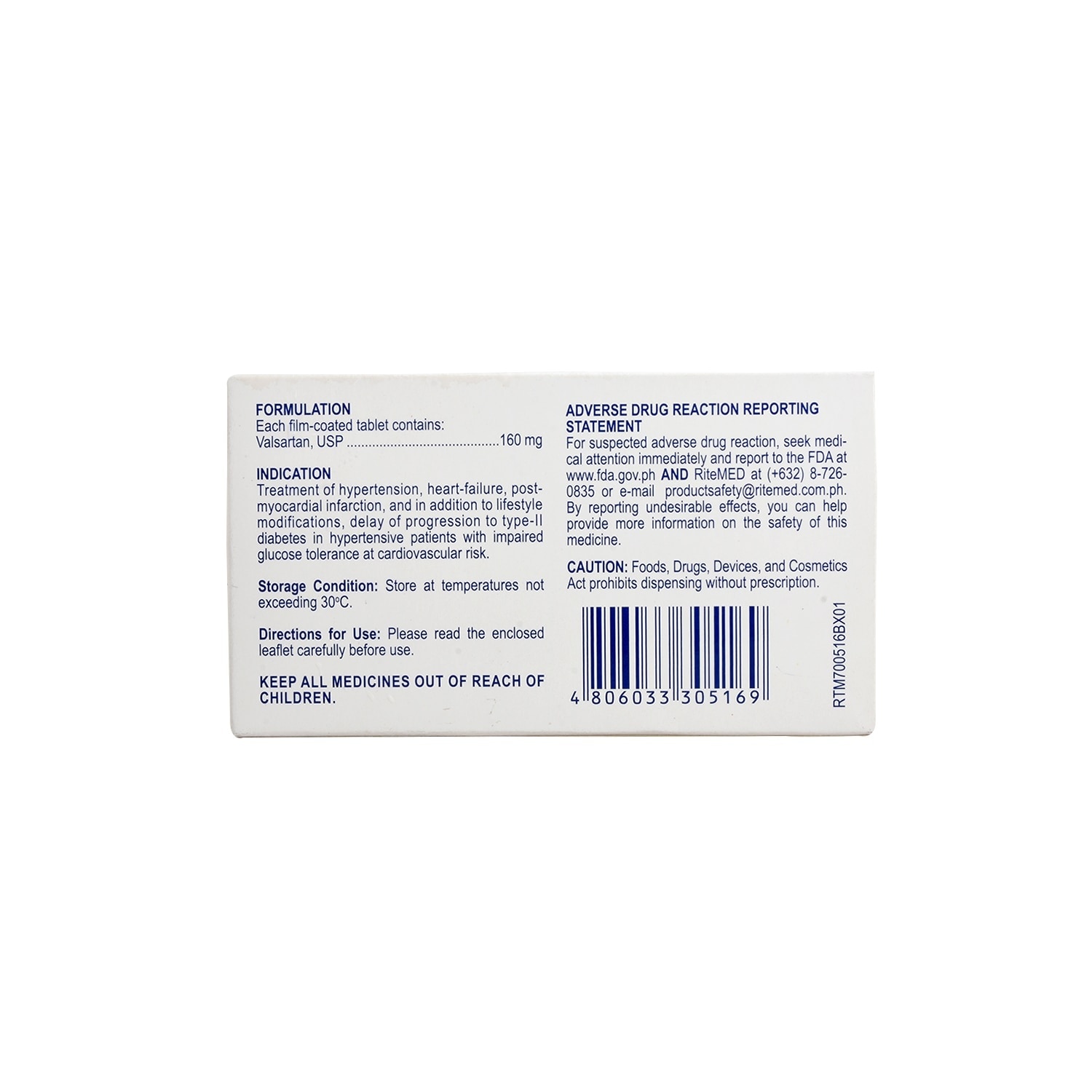 Valsartan 160mg 1 Tablet [PRESCRIPTION REQUIRED]