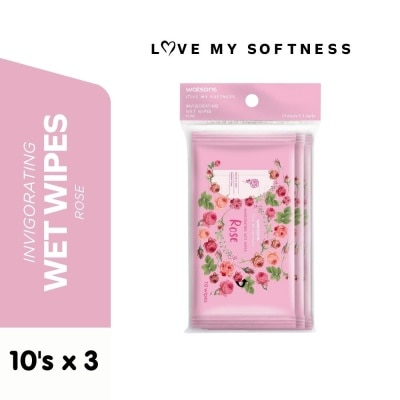 WATSONS Invigorating Wet Wipes Rose 10s x 3 packs