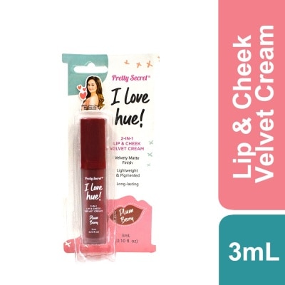 PRETTY SECRET 2-In-1 Lip and Cheek Velvet Cream Plum Berry 3ML