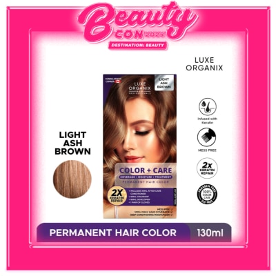 LUXE ORGANIX Luxe Organix Keratin Hair Color + Care Light Ash Brown 130ml