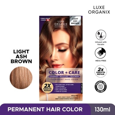 LUXE ORGANIX Luxe Organix Keratin Hair Color + Care Light Ash Brown 130ml