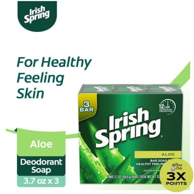 IRISH SPRING Aloe Bar Soap 104g 3-Pack