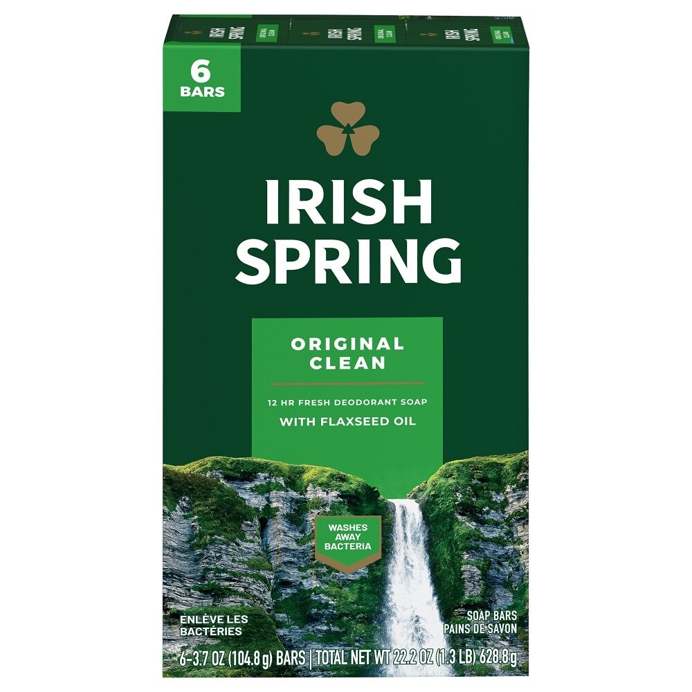 Irish Spring Original Clean Body Bar Soap 3.7 oz. Pack of 6