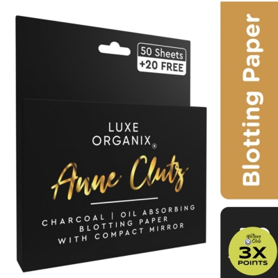 LUXE ORGANIX Luxe Organix Anne Clutz Charcoal Oil Absorbing Blotting Paper with Compact Mirror 50+20 Sheets