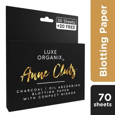 LUXE ORGANIX Luxe Organix Anne Clutz Charcoal Oil Absorbing Blotting Paper with Compact Mirror 50+20 Sheets