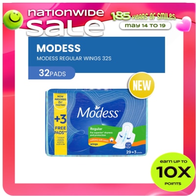 MODESS - Modess Regular Cottony Soft with Wings Sanitary Napkins 32s - Regular Flow, Fast Absorbing vs Leaks
