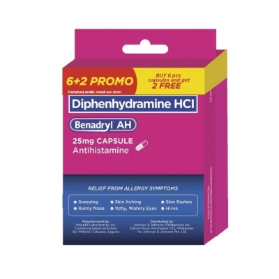 BENADRYL - AH (Diphenhydramine HCI) 25mg 6 + 2 FREE