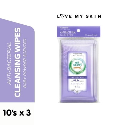 WATSONS Antibacterial Sensitve Cleansing Wipes 10s x 3 packs