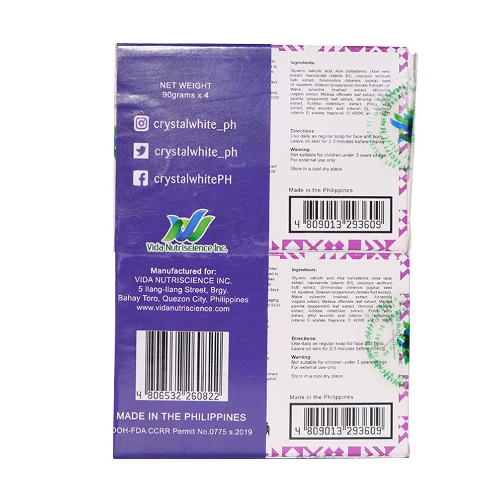 CRYSTAL WHITE Skin Whitening Soap 4s 90g