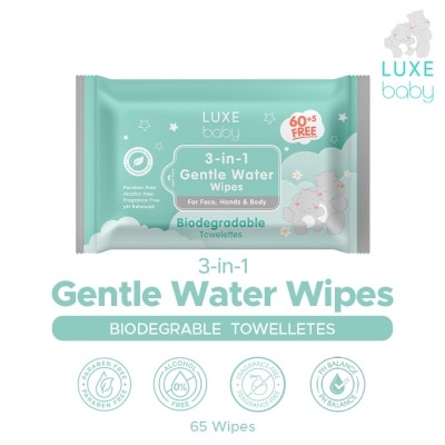 LUXE BABY LUXE BABY 3-In-1 Gentle Water Wipes 65Wipes