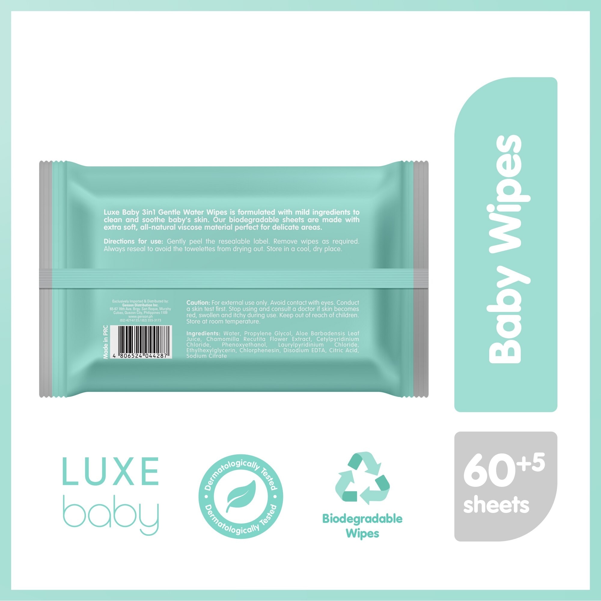 Luxe Baby 3-In-1 Face, Hand, Body Gentle Wipes 65s