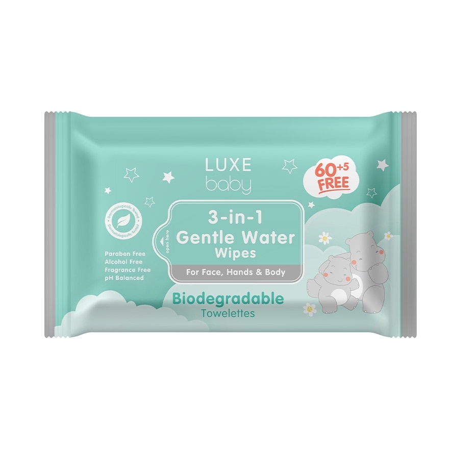 LUXE BABY 3-In-1 Gentle Water Wipes 65Wipes