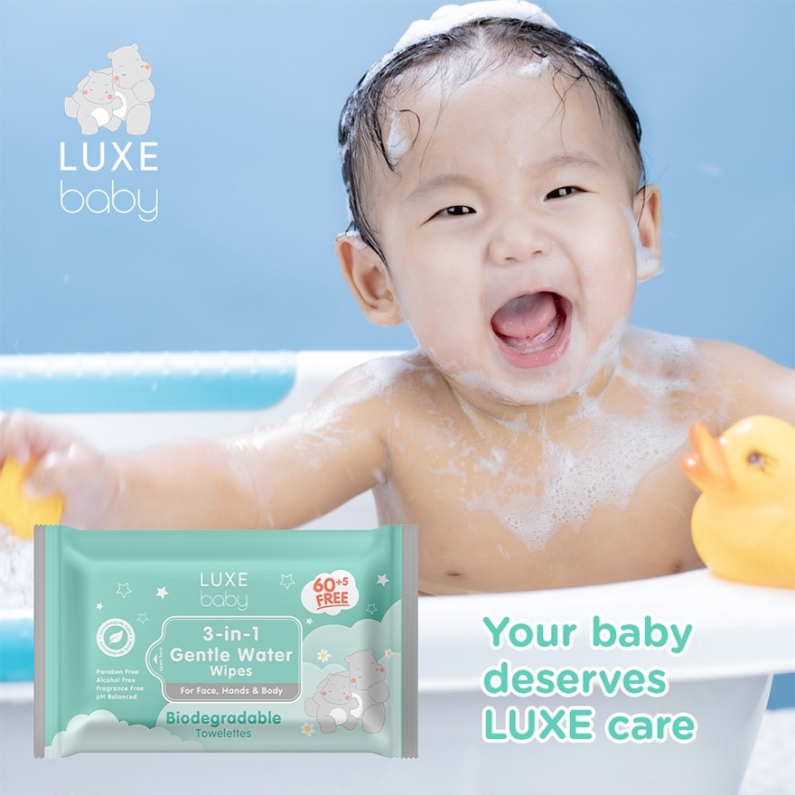 LUXE BABY 3-In-1 Gentle Water Wipes 65Wipes