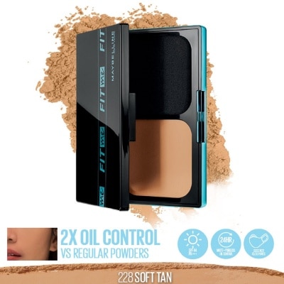 MAYBELLINE Fit Me Ultimatte Powder Foundation Two Way Cake - 228 Soft Tan WITH SPF - 12 G