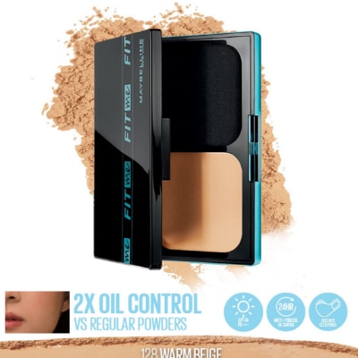 MAYBELLINE - Fit Me Ultimatte Powder Foundation Two Way Cake - 128 Warm Beige WITH SPF - 12 G