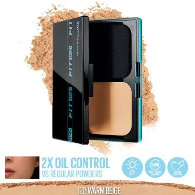 MAYBELLINE Fit Me Ultimatte Powder Foundation Two Way Cake - 128 Warm Beige WITH SPF - 12 G