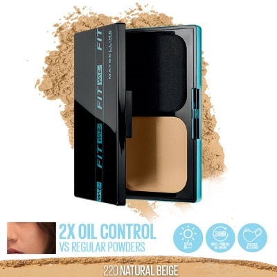 MAYBELLINE Fit Me Ultimatte Powder Foundation Two Way Cake - 220 Natural Beige WITH SPF - 12 G