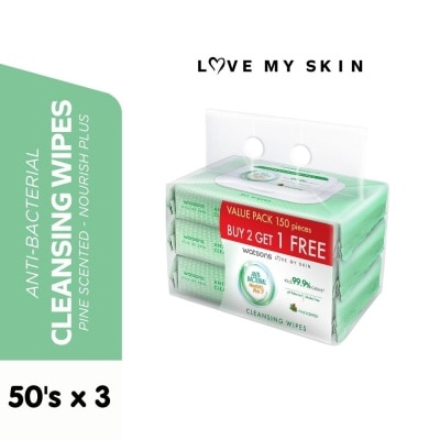 WATSONS Antibacterial Wipes Pine Scented 50sx3 packs