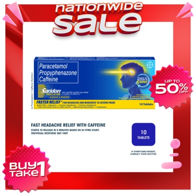 SARIDON Saridon Triple Action Pain Relief Paracetamol 10 Tablets