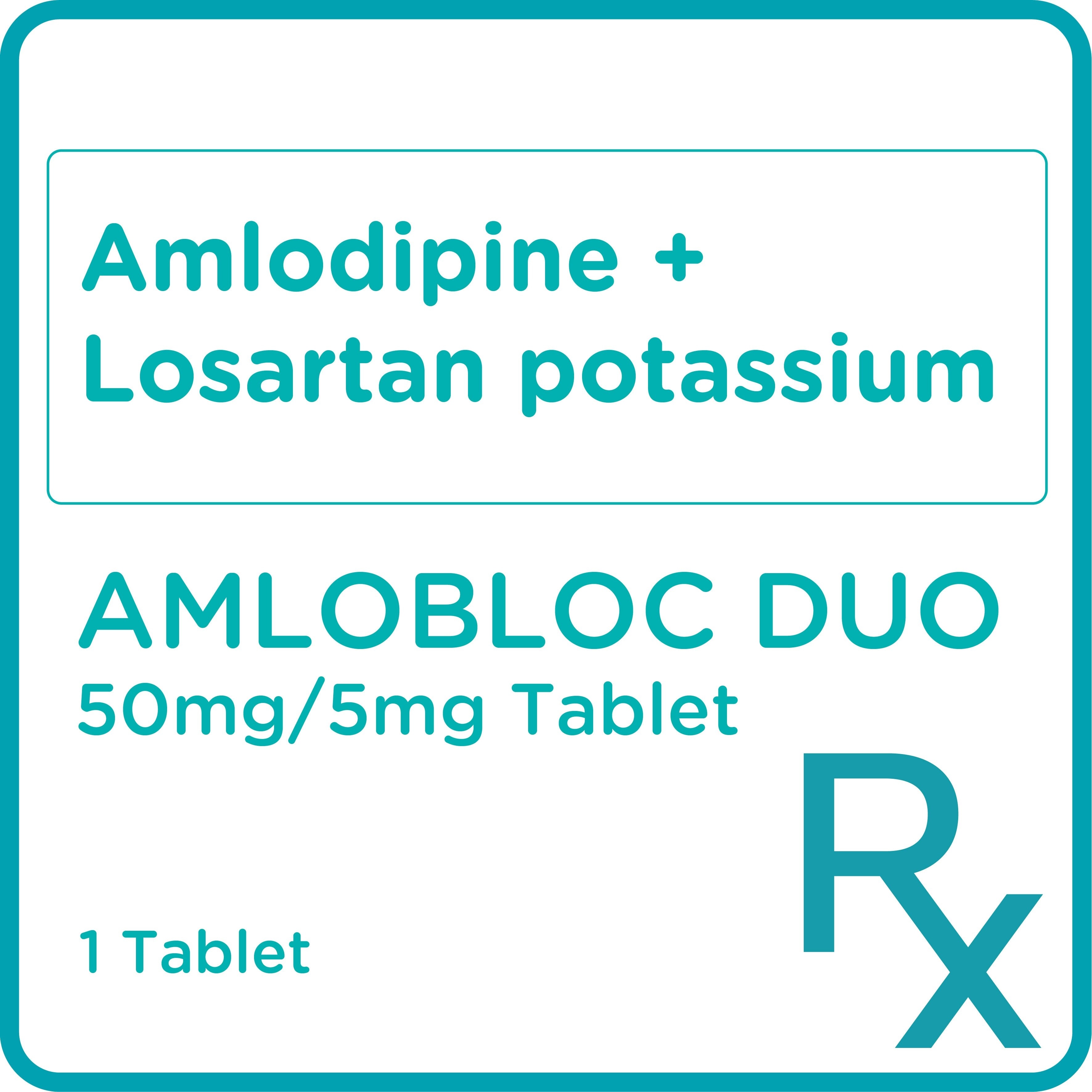 AMLOBLOC DUO Amlodipine + Losartan potassium 50mg 5mg Sold Per Piece [PRESCRIPTION REQUIRED]