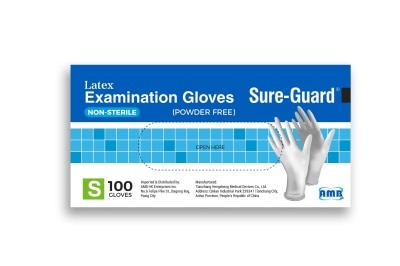 SURE GUARD Latex Examination Gloves Small 100 Gloves