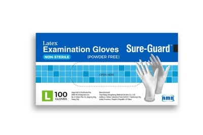 SURE GUARD Latex Examination Gloves Large 100 Gloves