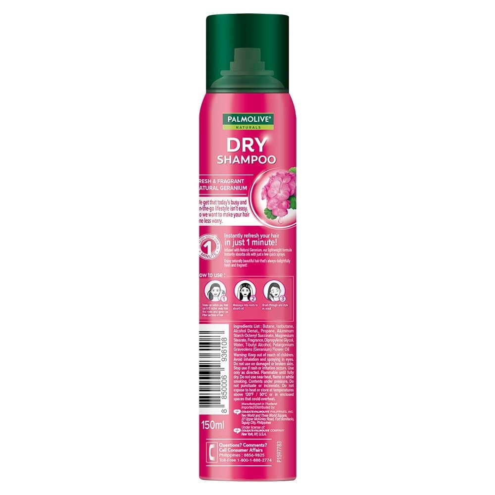 Palmolive Naturals Fresh & Fragrant Natural Geranium Dry Shampoo 150ml