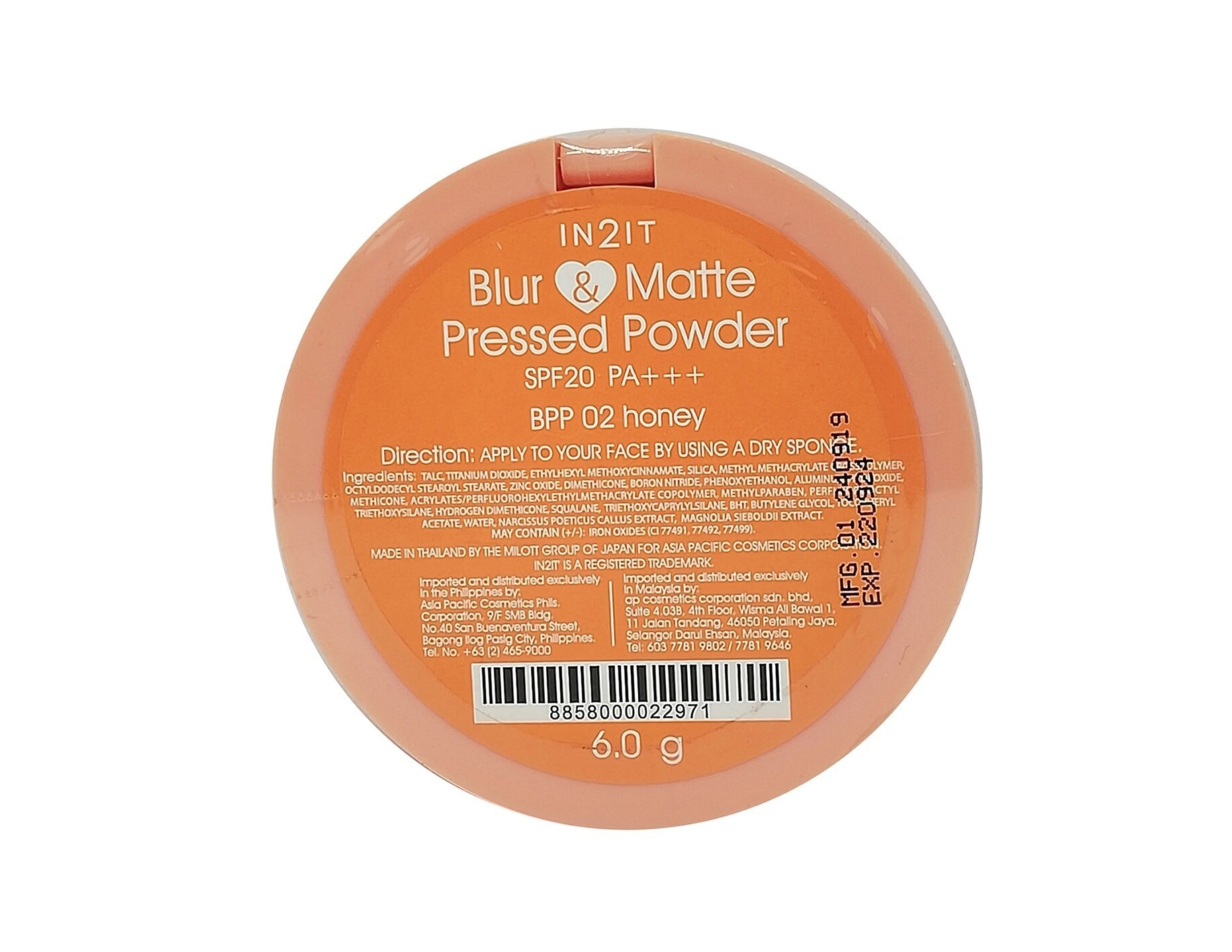 Blur & Matte Pressed Powder SPF 20 PA+++ BPP 02 Honey 15g