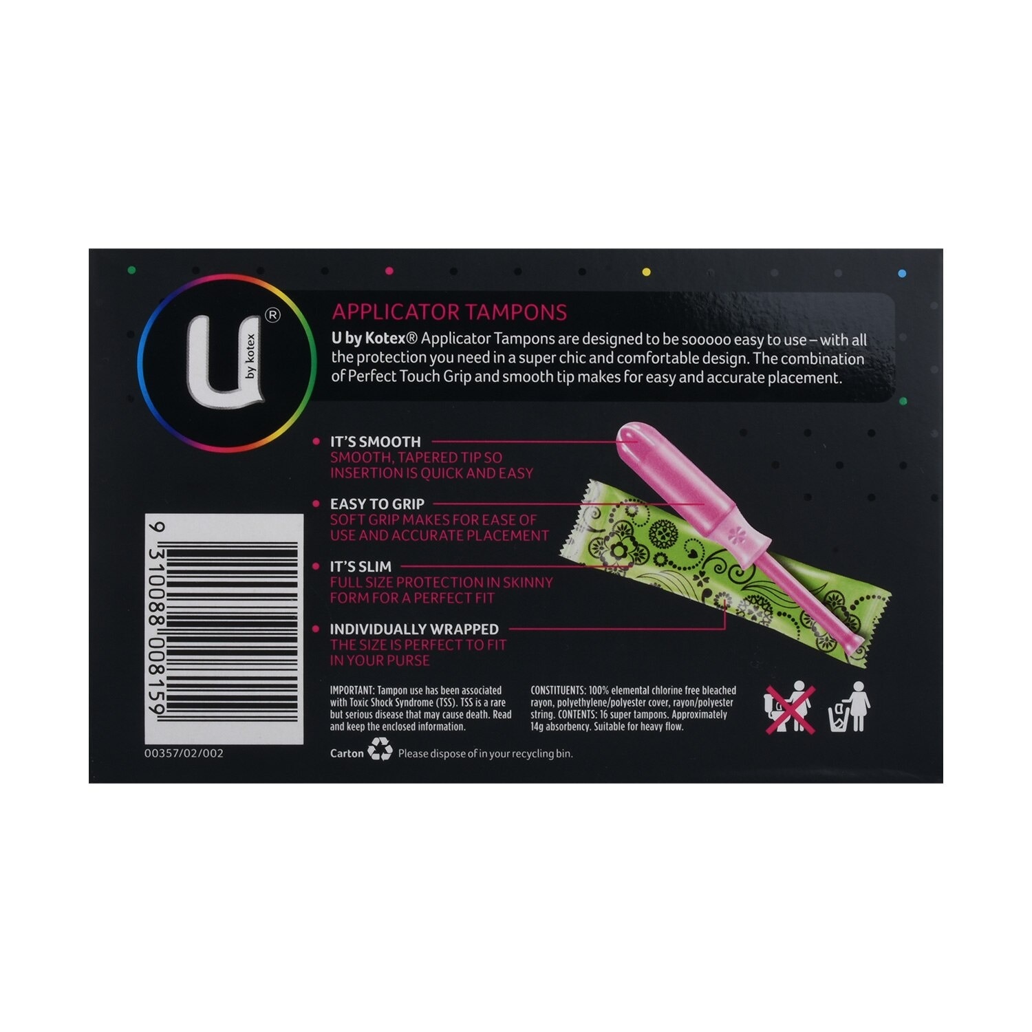 U Applicator Tampons Super 16s