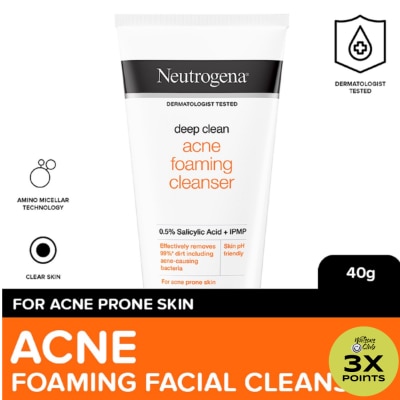 NEUTROGENA Neutrogena Deep Clean Acne Foaming Cleanser 40g - Facial Wash w Salicylic Acid for Oily Skin Type