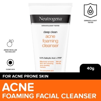 NEUTROGENA Neutrogena Deep Clean Acne Foaming Cleanser 40g - Facial Wash w Salicylic Acid for Oily Skin Type