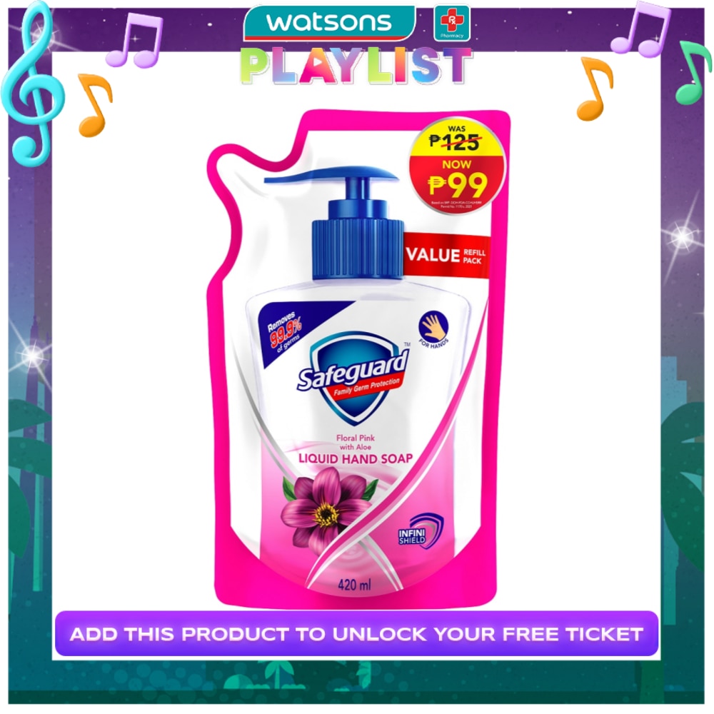 SAFEGUARD Liquid Hand Soap Pink Aloe 420ml Refill