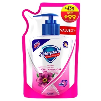 SAFEGUARD Liquid Hand Soap Pink Aloe 420ml Refill