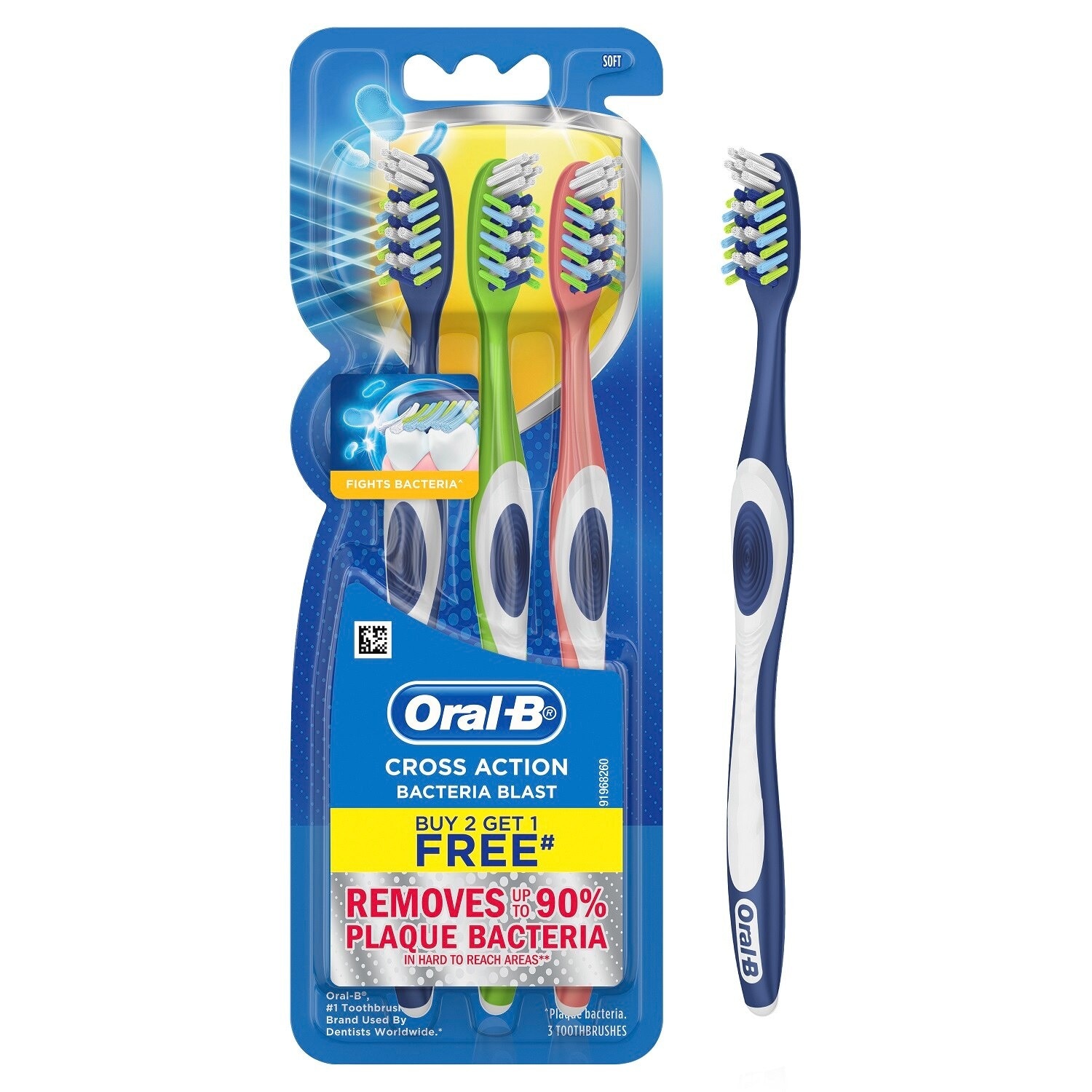 Cross Action Bacteria Blast Toothbrush 3s