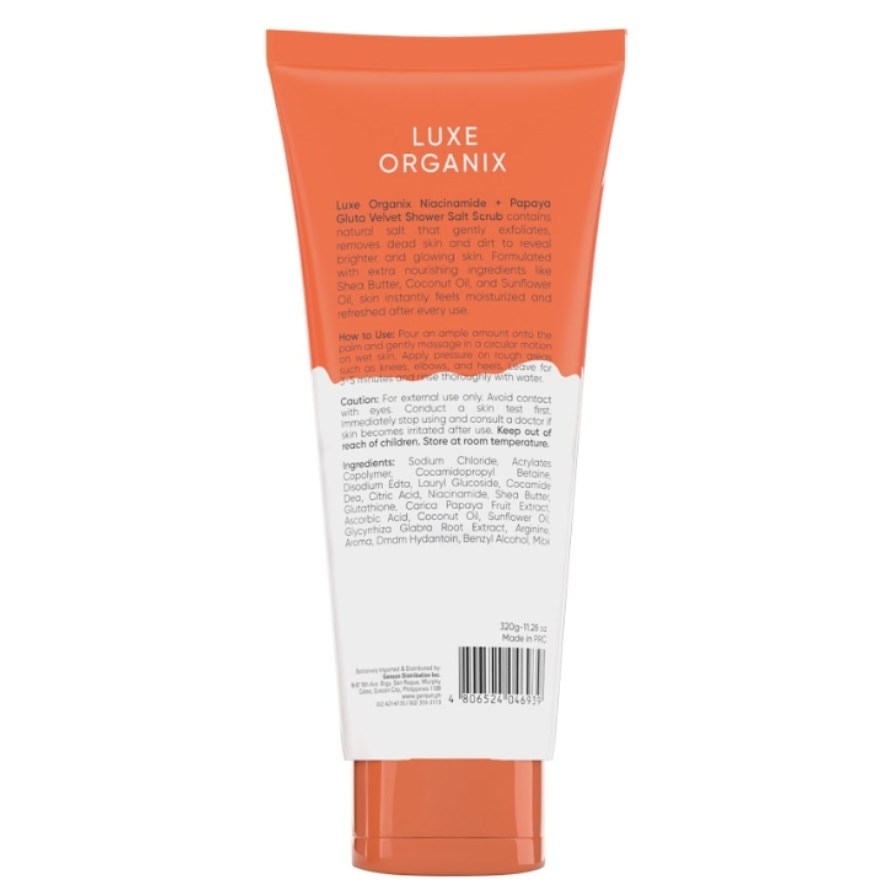 LUXE ORGANIX Niacinamide Plus Papaya Gluta Velvet Shower Salt Scrub 320g