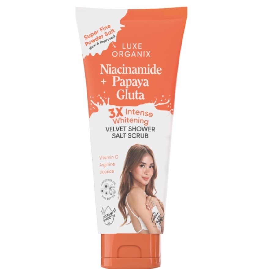 LUXE ORGANIX Niacinamide Plus Papaya Gluta Velvet Shower Salt Scrub 320g