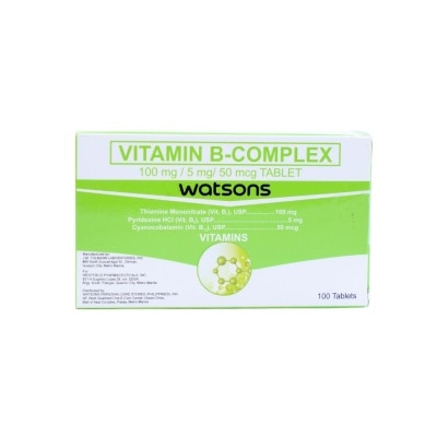 WATSONS GENERICS Vitamin B-Complex 100 mg/5mg/50mcg Tablet (Sold per Piece)