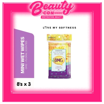 WATSONS WATSONS Mini Wet Wipes OMG Floral Scented 8s x 3 packs