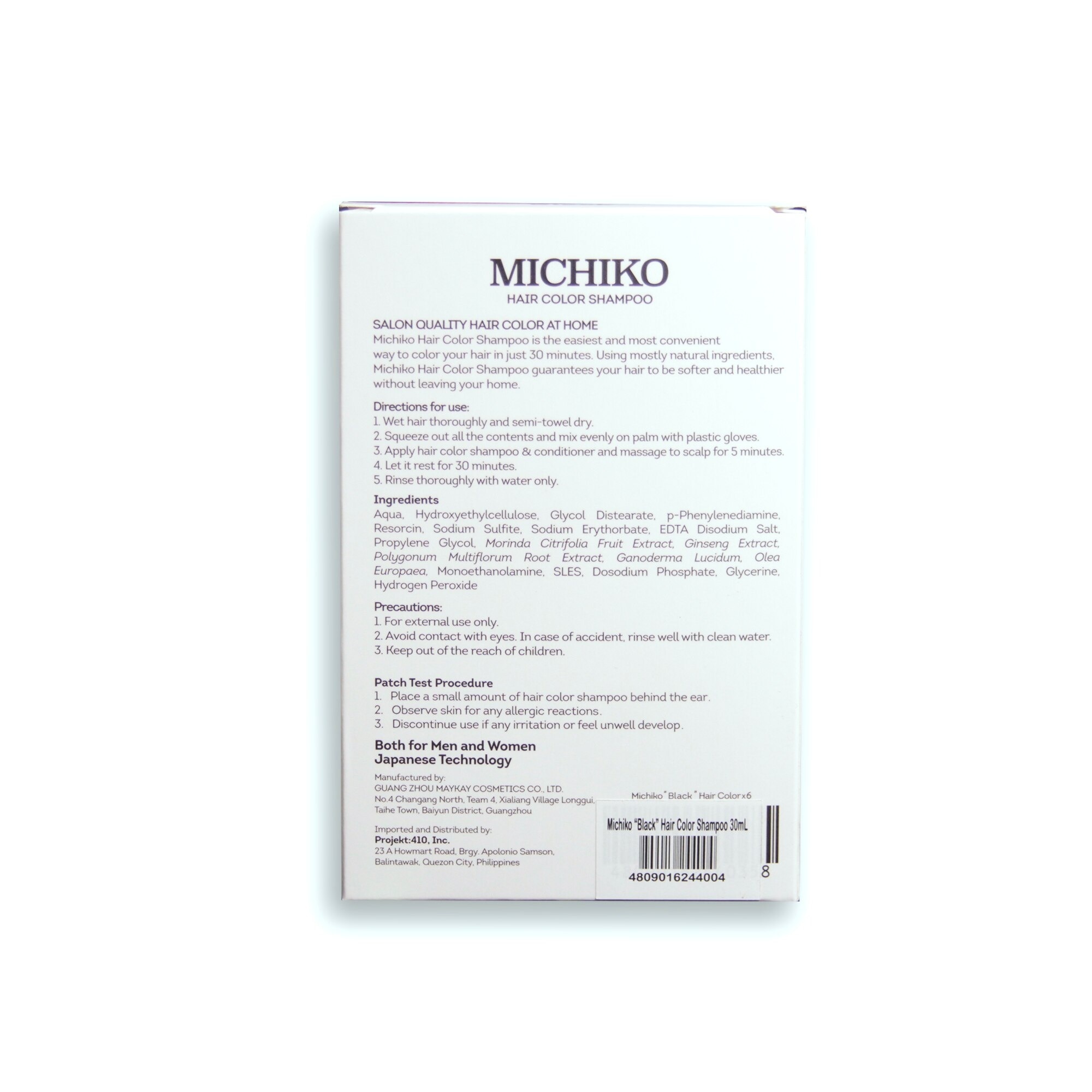 MICHIKO Hair Color Shampoo Black 30ml