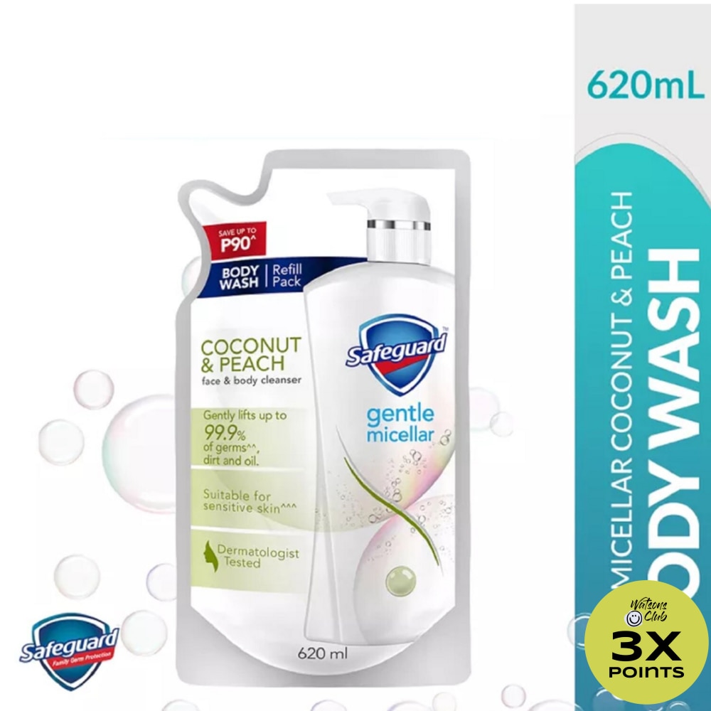 SAFEGUARD Gentle Micellar Bodywash Coconut & Peach 620ml Refill