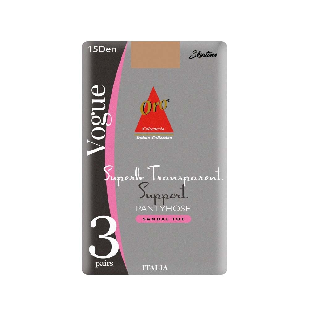 ORO INTIMO Superb Transparent Support Pantyhose Sandal Toe 3 Pairs