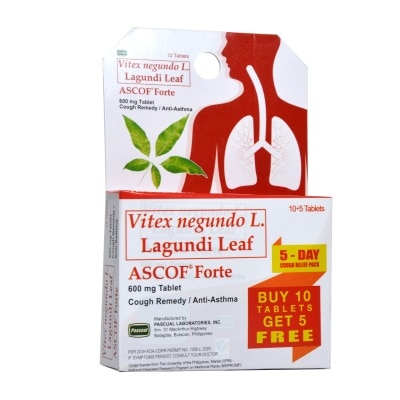 ASCOF Forte Buy 10 Tablets Get 5 Free (Vitex Negundo L. Lagundi Leaf)