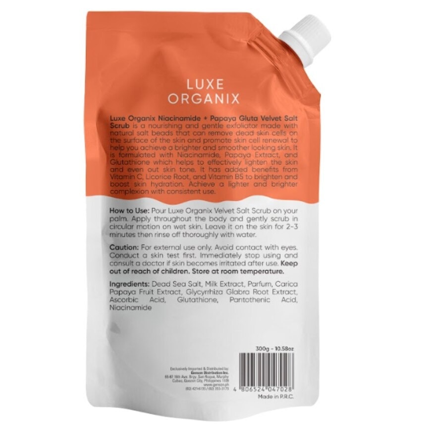 LUXE ORGANIX Niacinamide Plus Papaya Gluta Velvet Salt Scrub 300g